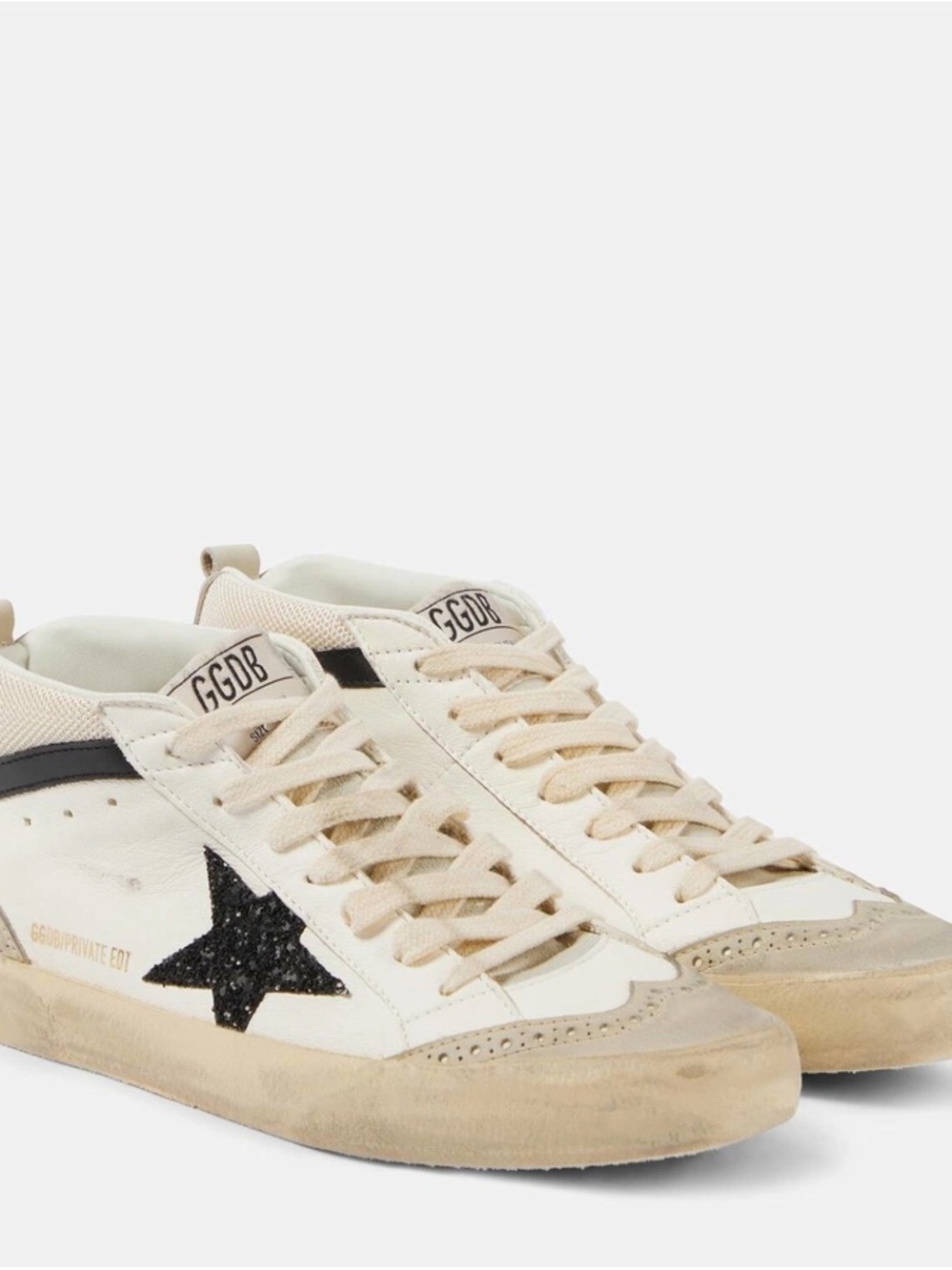 Golden Goose Cream and Black Star Low-Top Sneakers